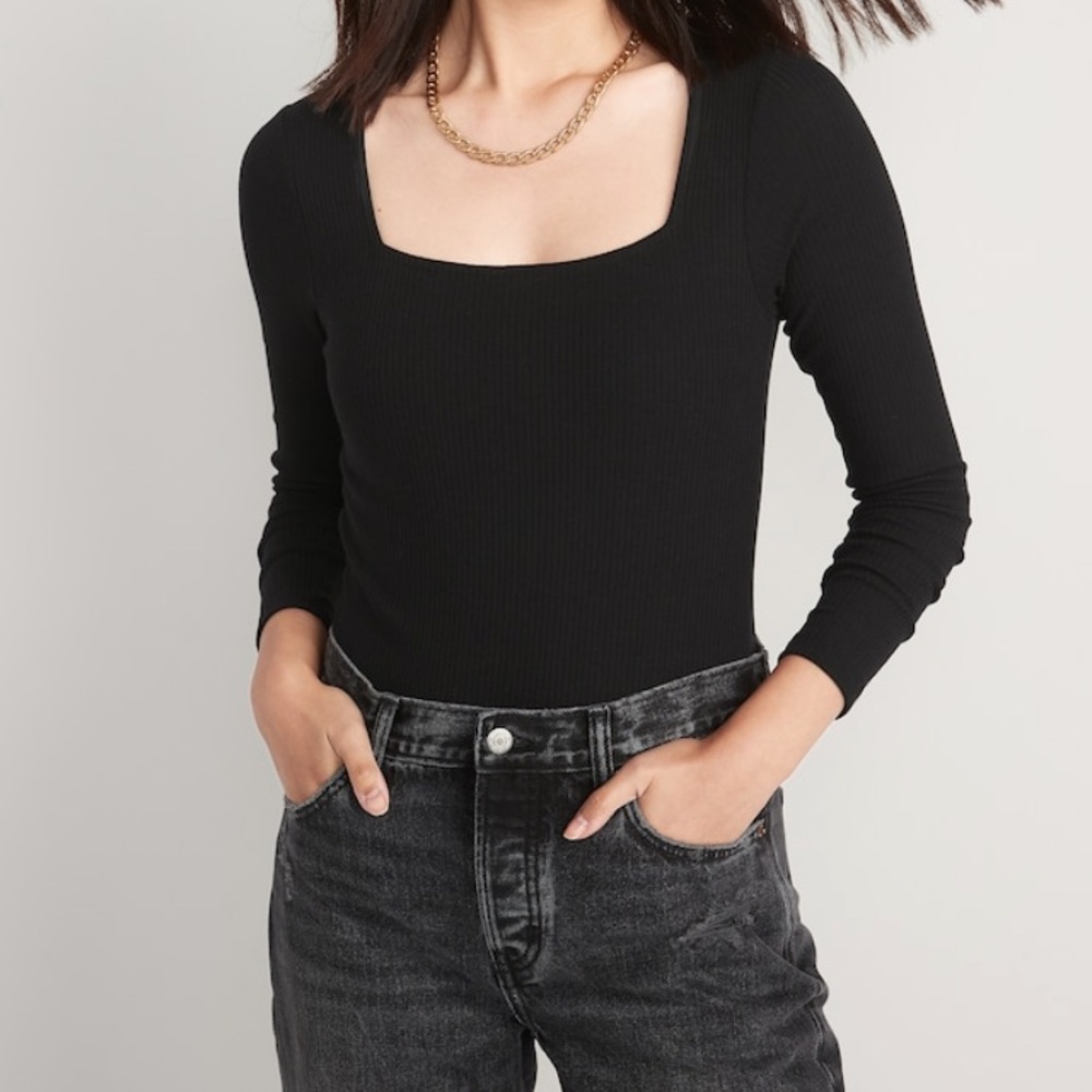 Square Neck Ribbed Body Suit
